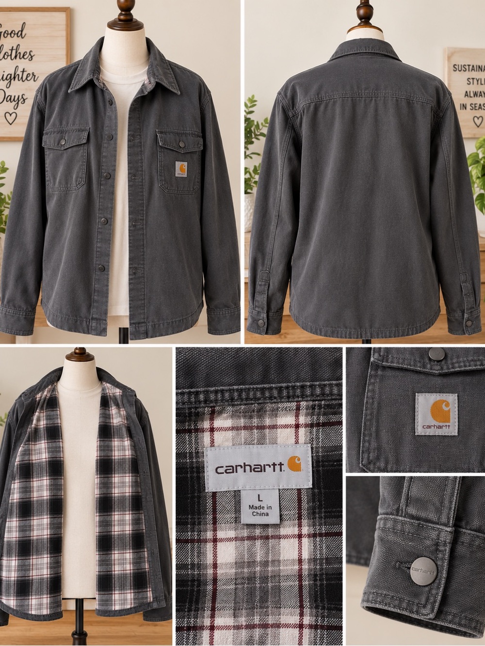 Carhartt Gray Canvas Lined Shirt Jacket